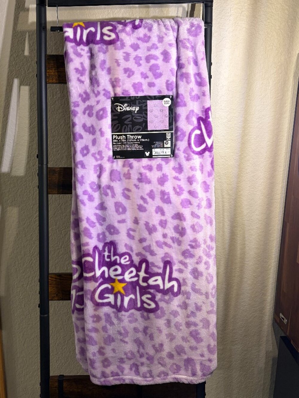 Disney Cheetah Girls Plush Throw Blanket Purple Leopard 50x70  2000s Kid NWT